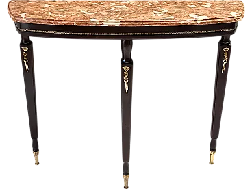 Ebonized beech Neoclassic Console breccia pernice marble top, 1950