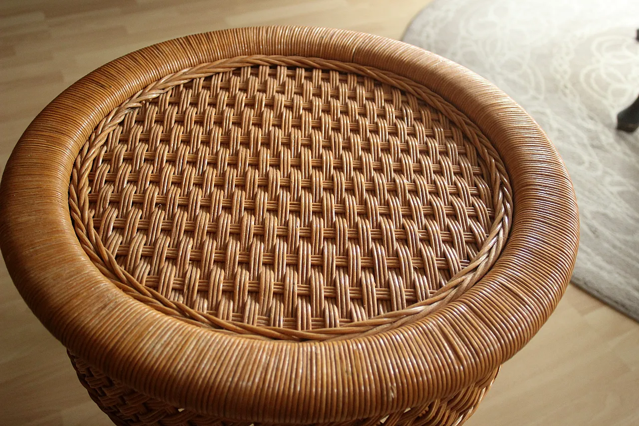 Round side table rattan and bamboo, 70s 4