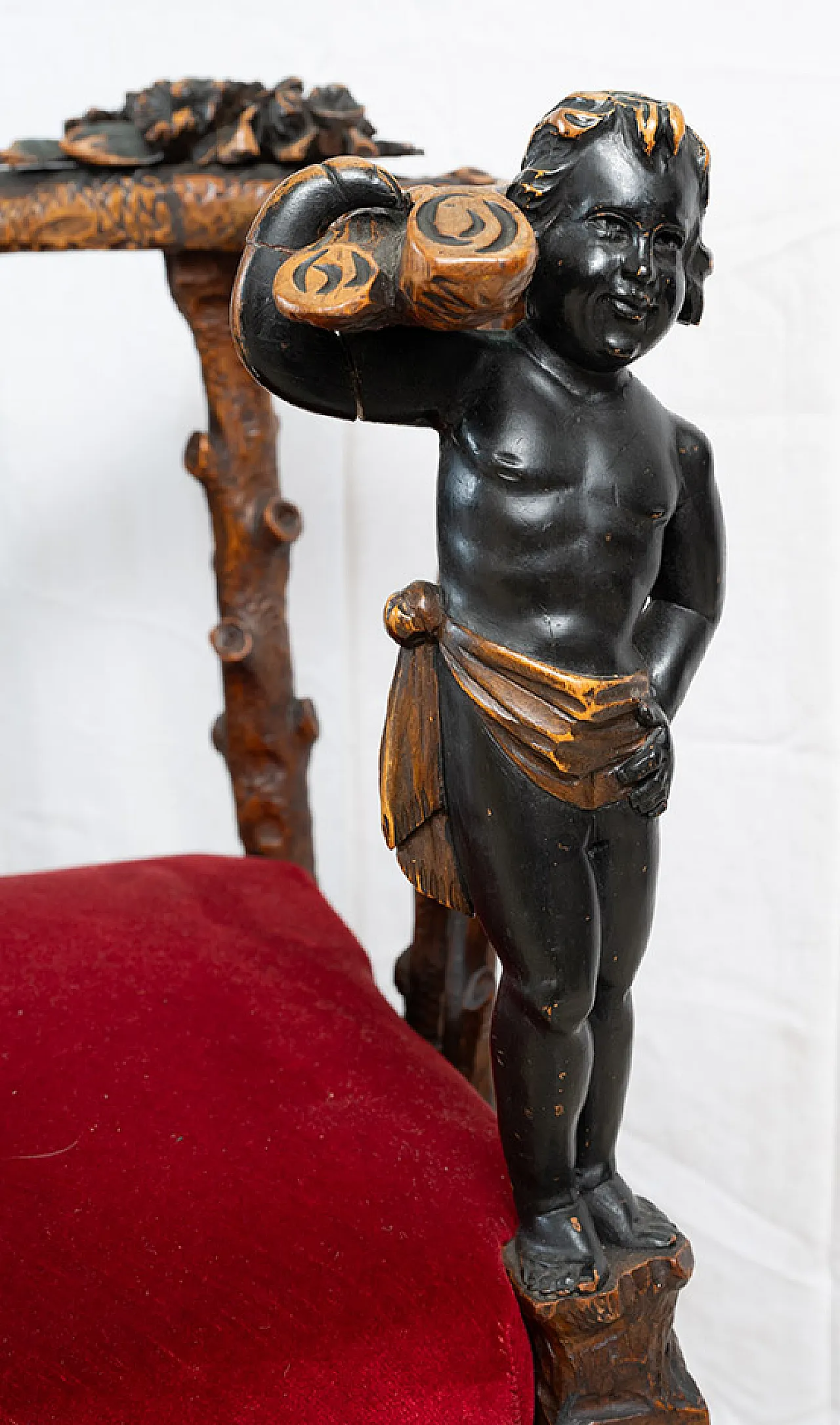 Sculptural French corner armchair in solid walnut, early 19th century 3