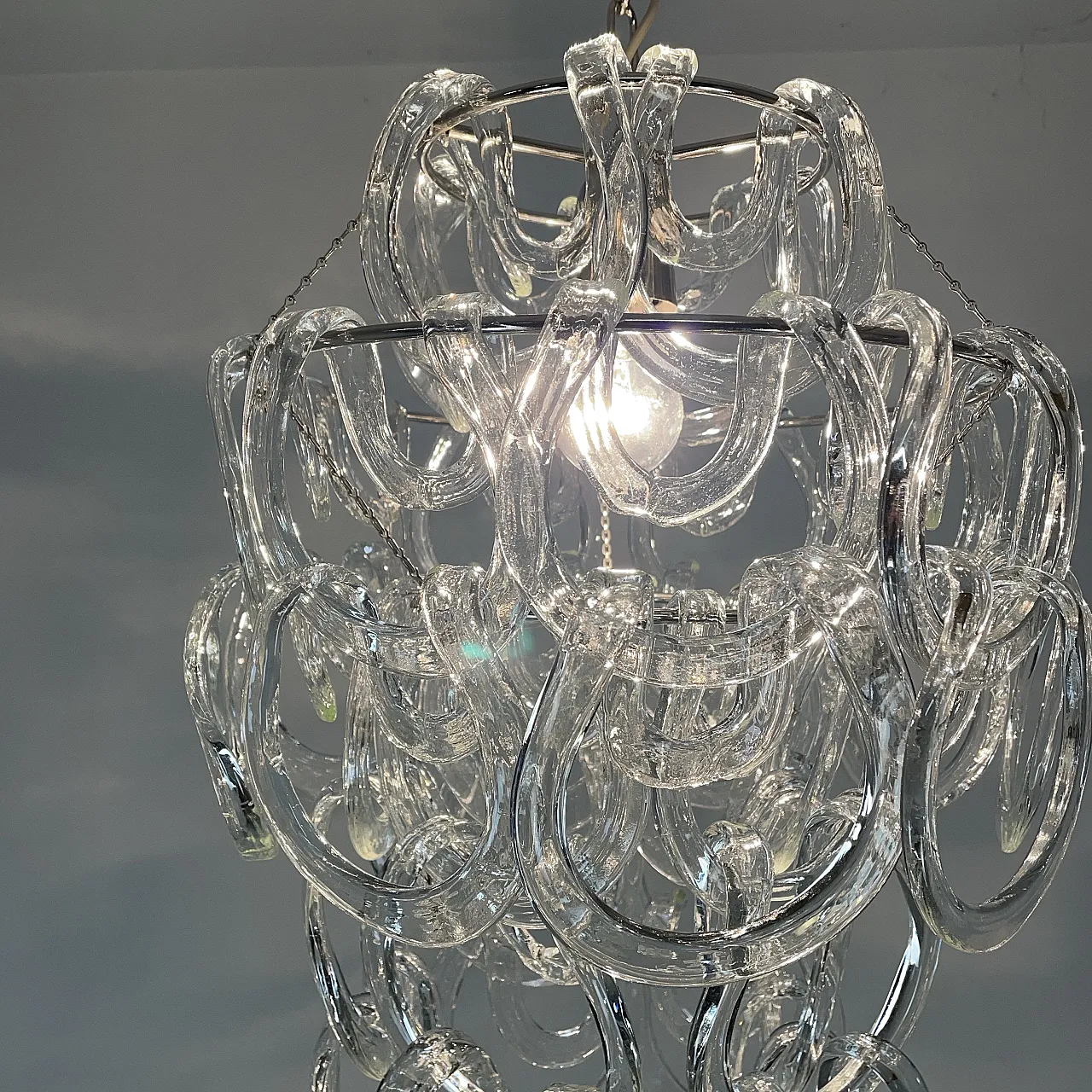 Chandelier in the Giogal Style of Mangiarotti, Murano Italy '70s 5