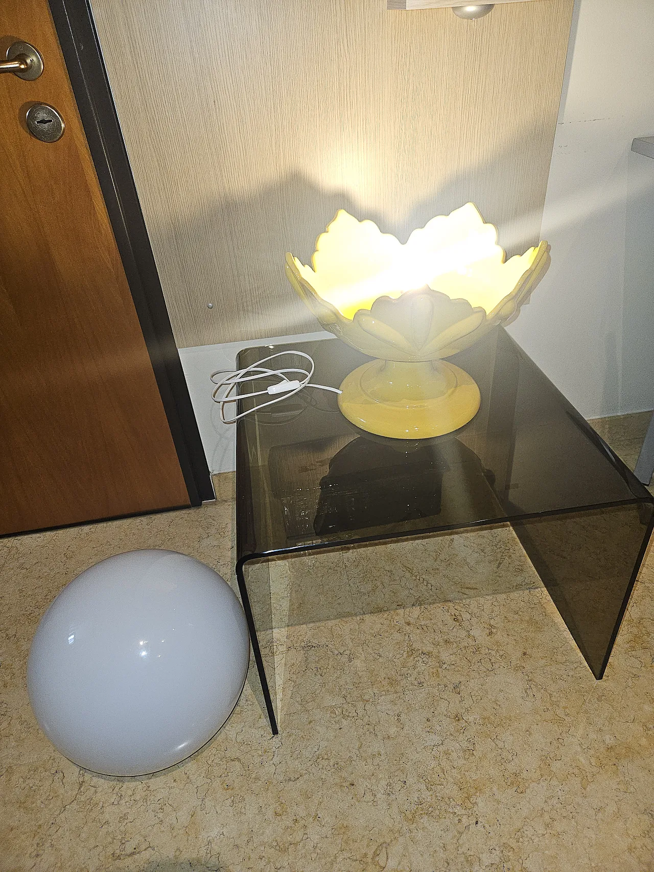 Enameled ceramic lamp and opal glass, 2000s 18