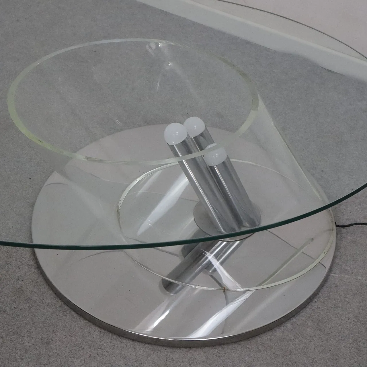 Coffee table in glass with lamp by Restadesio, Italy, 70s 3