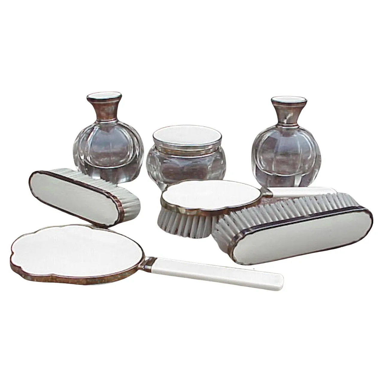 Set in glass and silver, 1930s 1