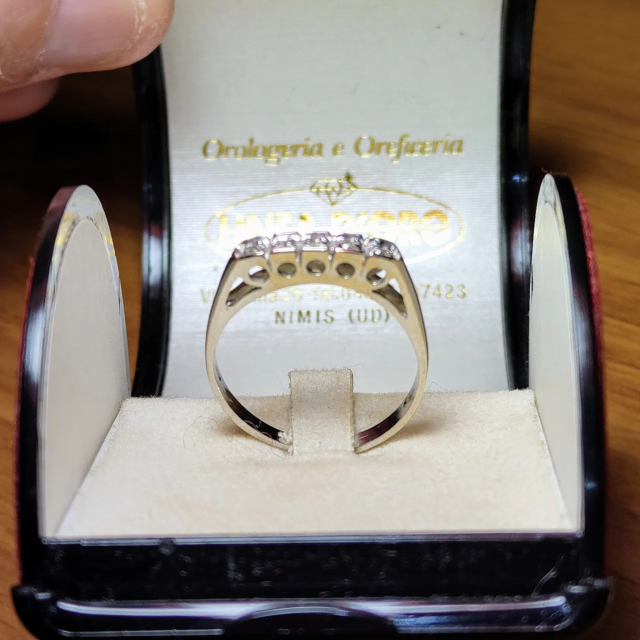 Ring in riviera, platinum, 5 diamonds, 60s 4