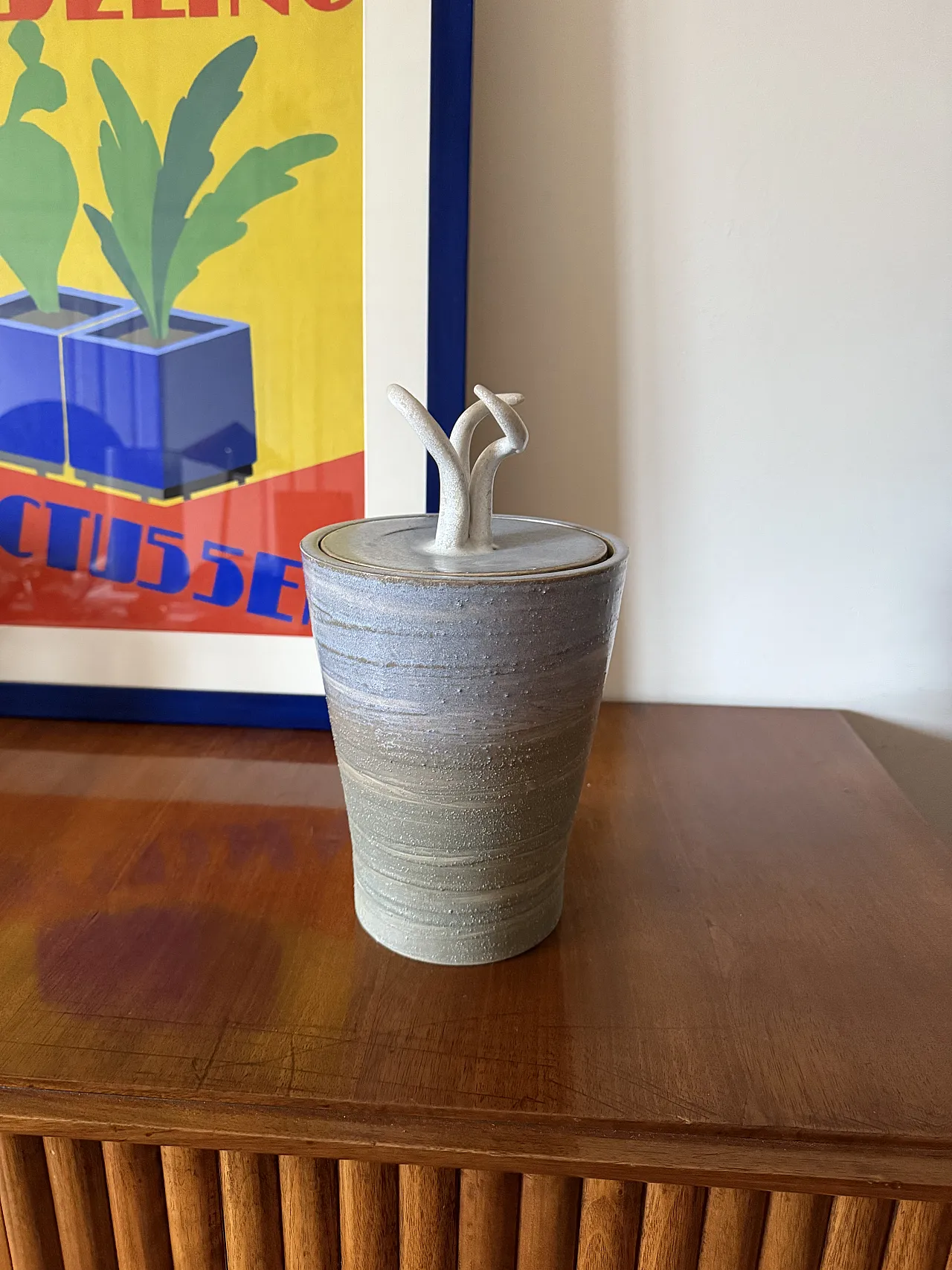 Mid-Century Modern Style Blue Artistic Ceramic Vase, Gabriele Bucci It 2