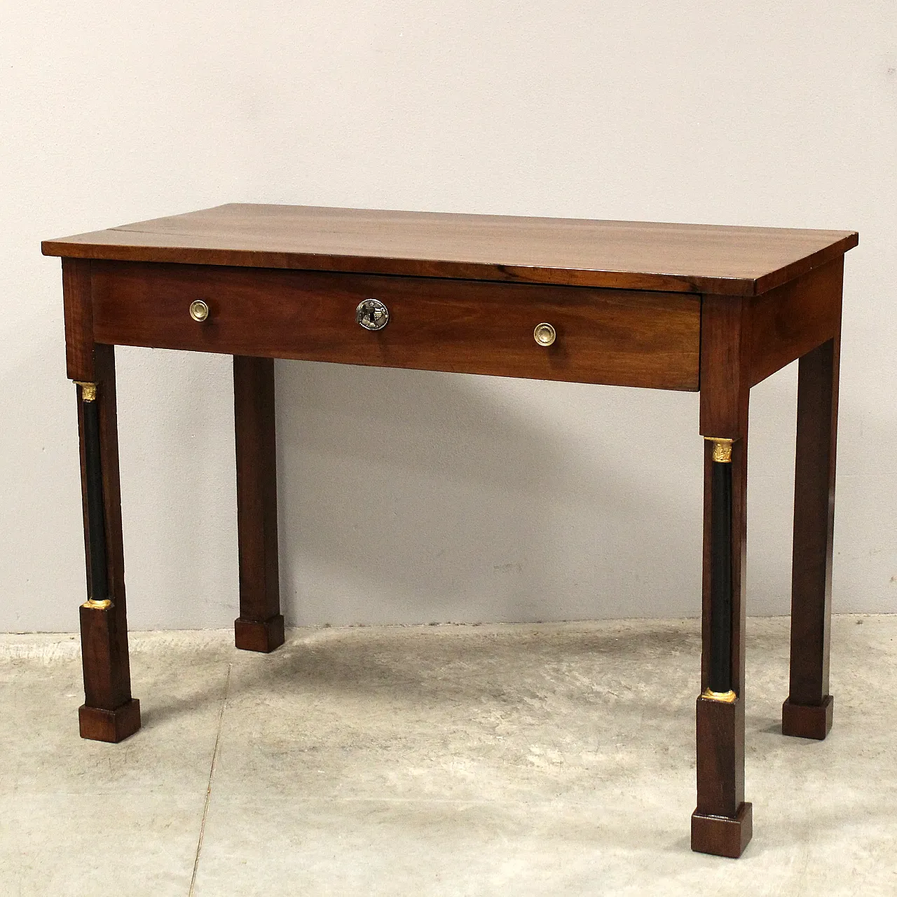 Empire console table desk in walnut, 19th century 1