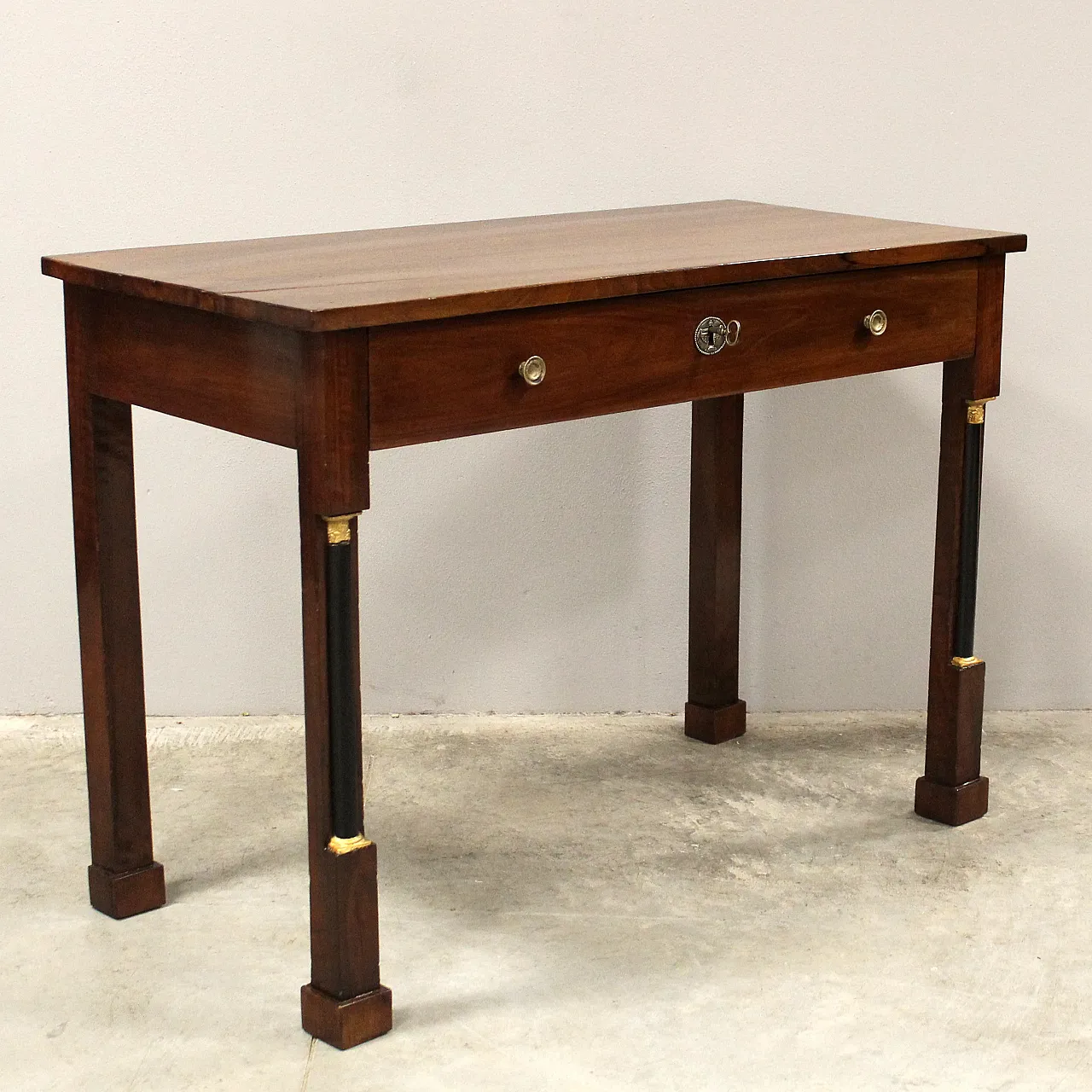 Empire console table desk in walnut, 19th century 2