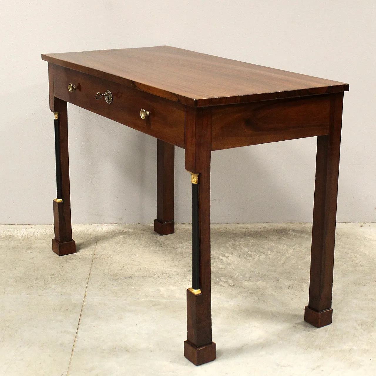 Empire console table desk in walnut, 19th century 3