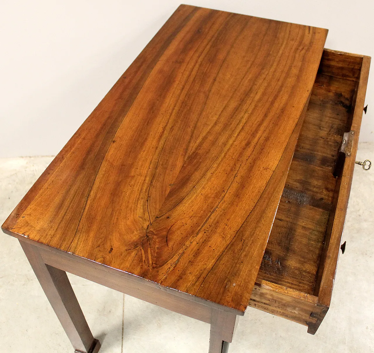 Empire console table desk in walnut, 19th century 7