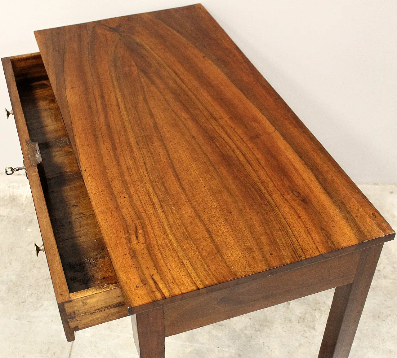 Empire console table desk in walnut, 19th century 8