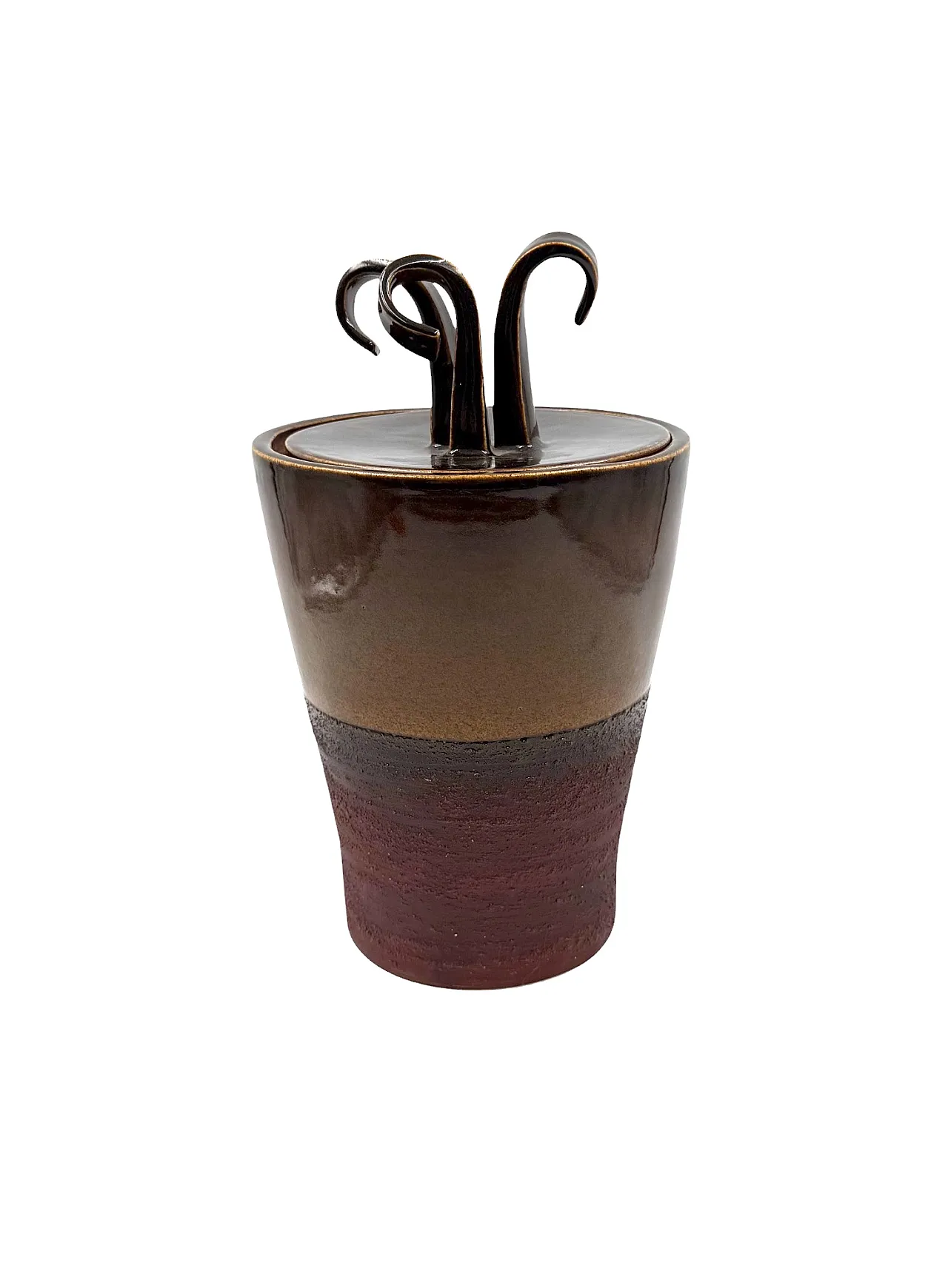 Mid-century style brown ceramic vase, Gabriele Bucci, 2000s 1