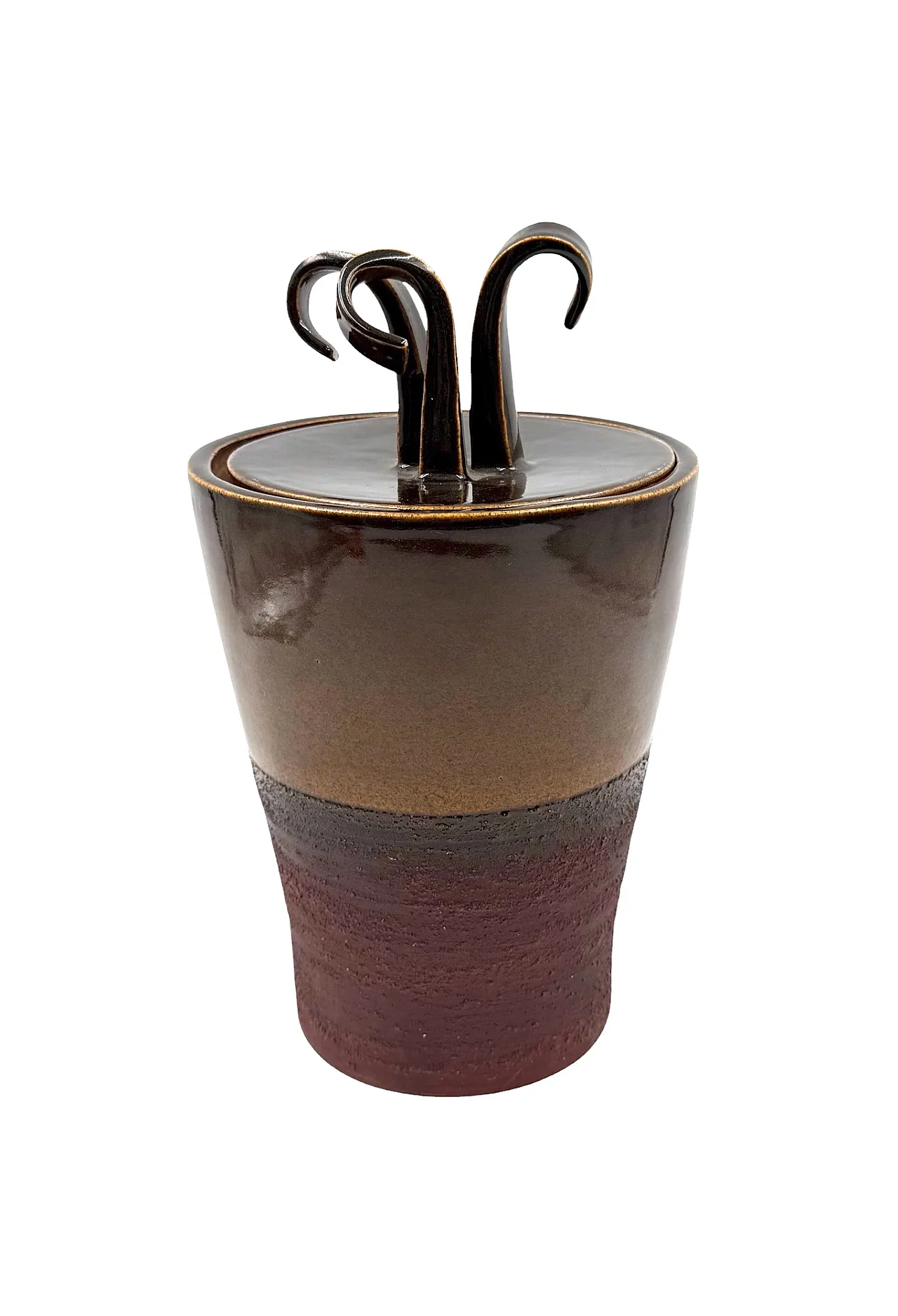 Mid-century style brown ceramic vase, Gabriele Bucci, 2000s 8