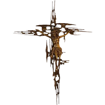 Brutalist bronze crucifix in the style of Salvador Dali, 1970s