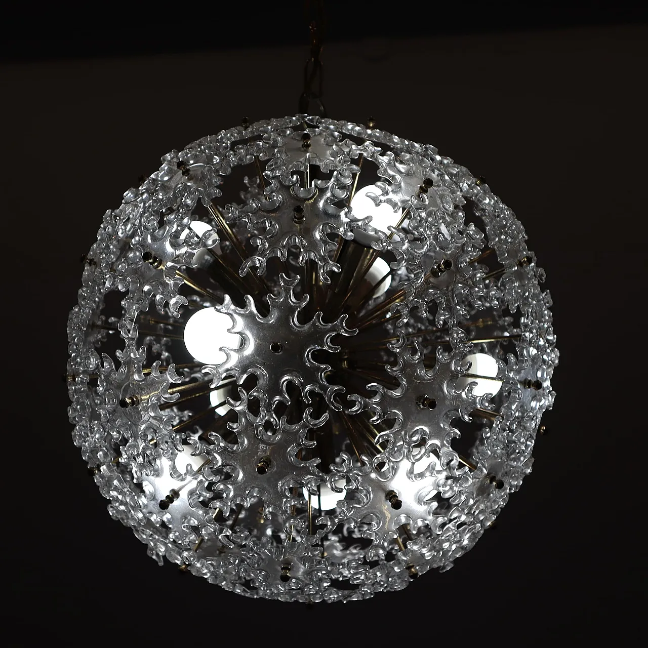 Sputnik Murano glass chandelier half century, Mazzega, Italy, 1960 3