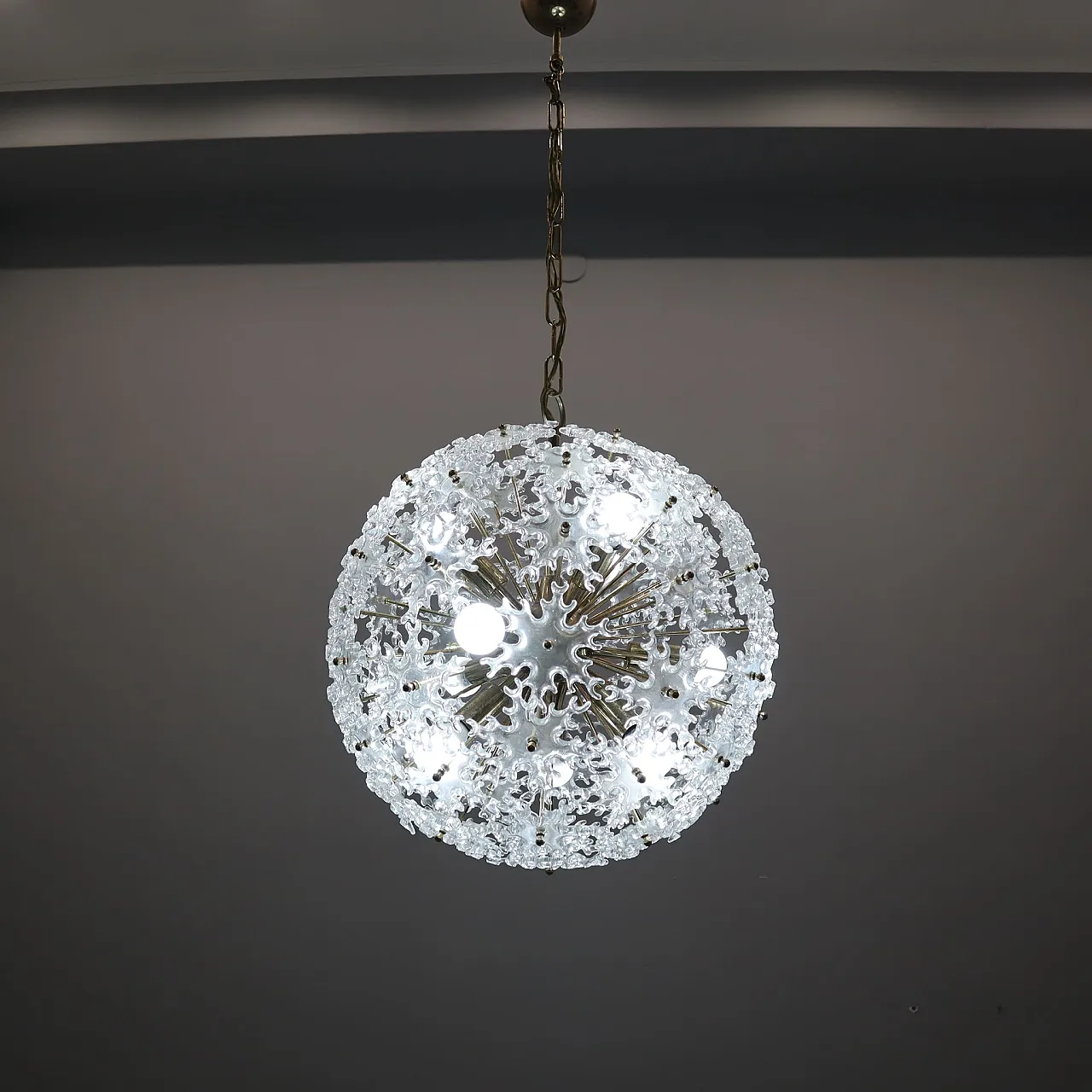 Sputnik Murano glass chandelier half century, Mazzega, Italy, 1960 4