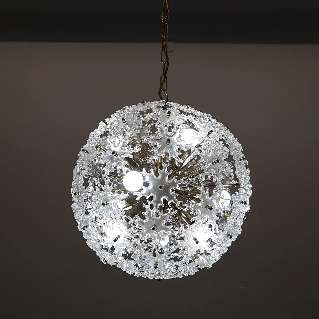 Sputnik Murano glass chandelier half century, Mazzega, Italy, 1960 5