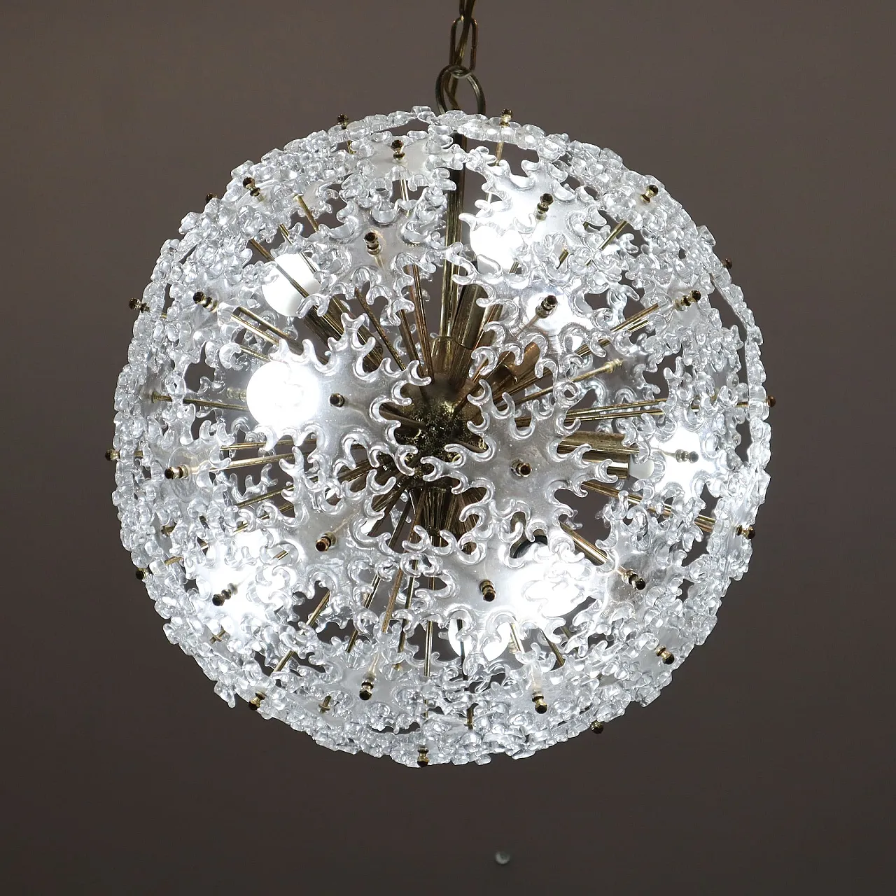 Sputnik Murano glass chandelier half century, Mazzega, Italy, 1960 6