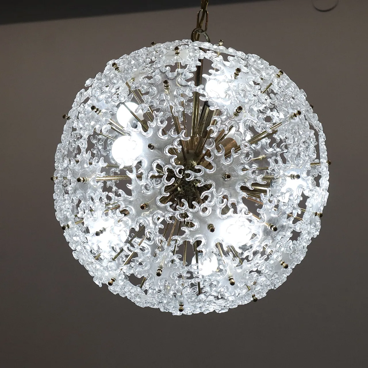 Sputnik Murano glass chandelier half century, Mazzega, Italy, 1960 7