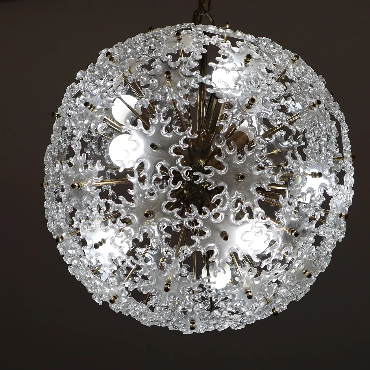 Sputnik Murano glass chandelier half century, Mazzega, Italy, 1960 8