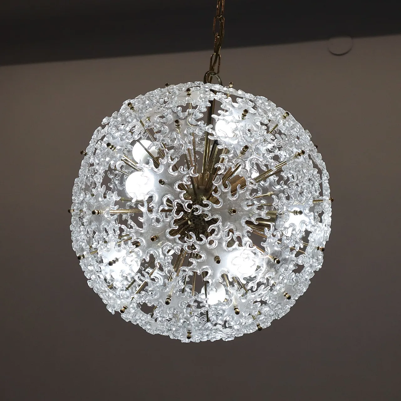 Sputnik Murano glass chandelier half century, Mazzega, Italy, 1960 9