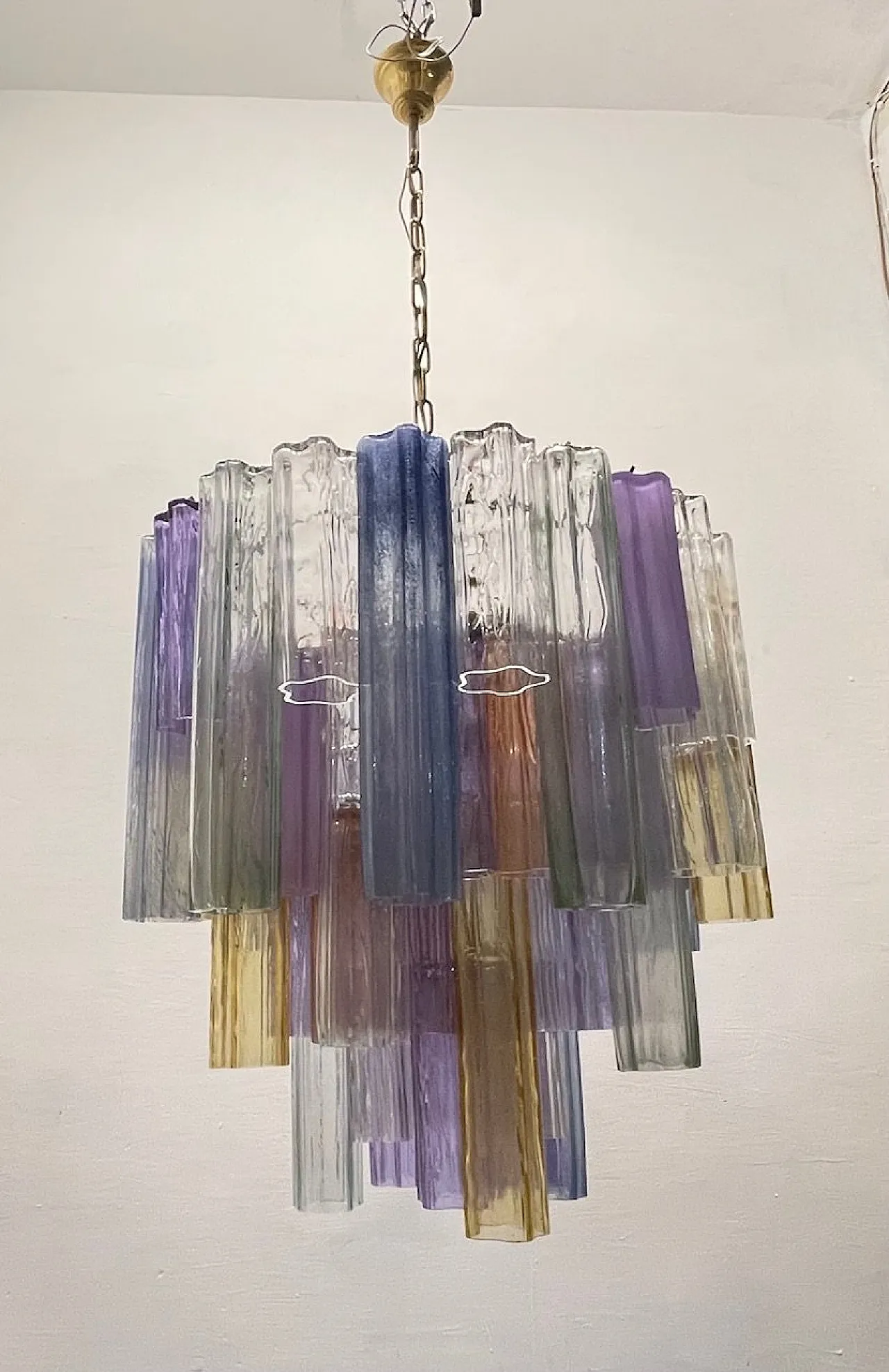 Large Pop Art Murano Glass Tronchi Chandelier, 1970s 2