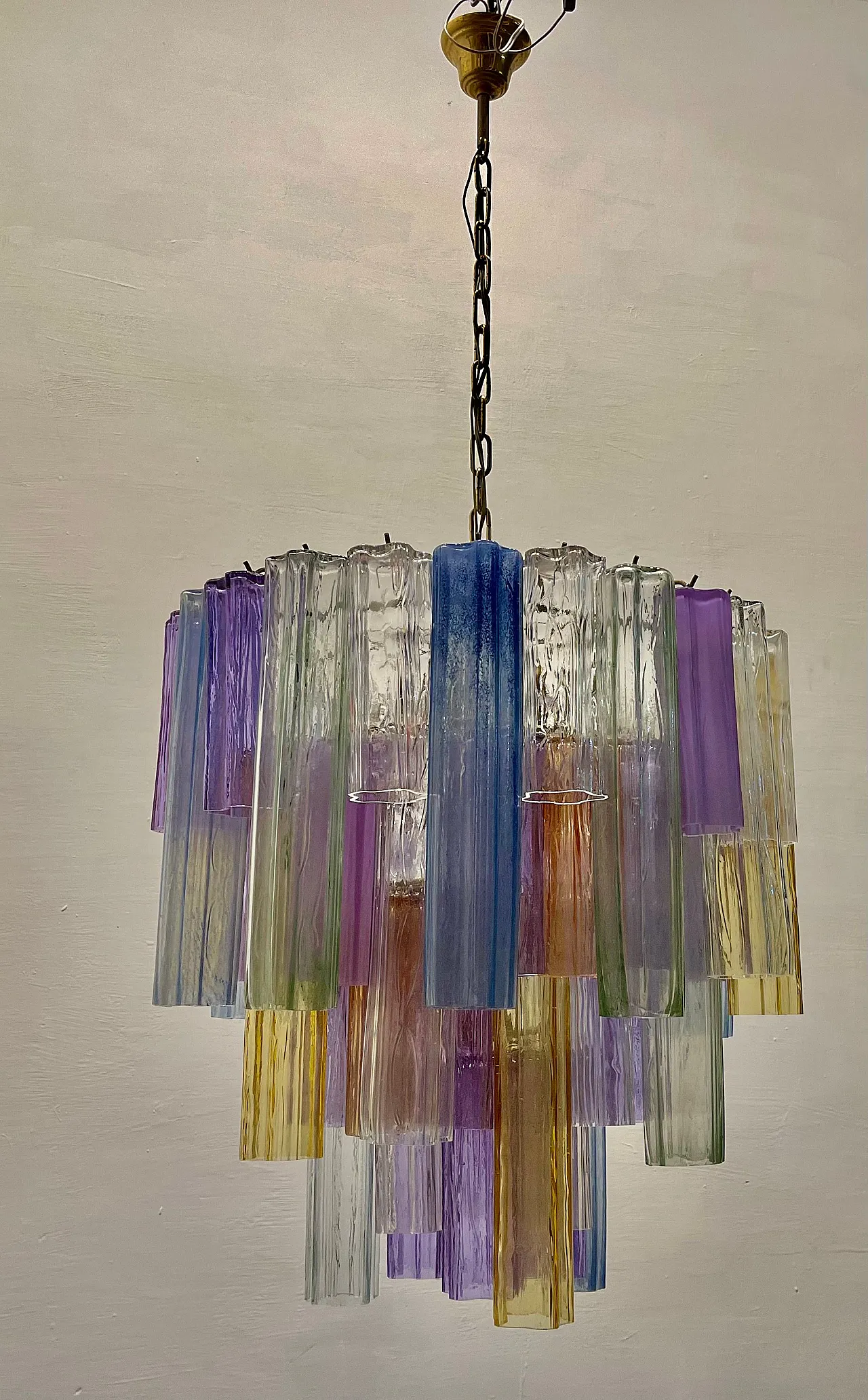 Large Pop Art Murano Glass Tronchi Chandelier, 1970s 5