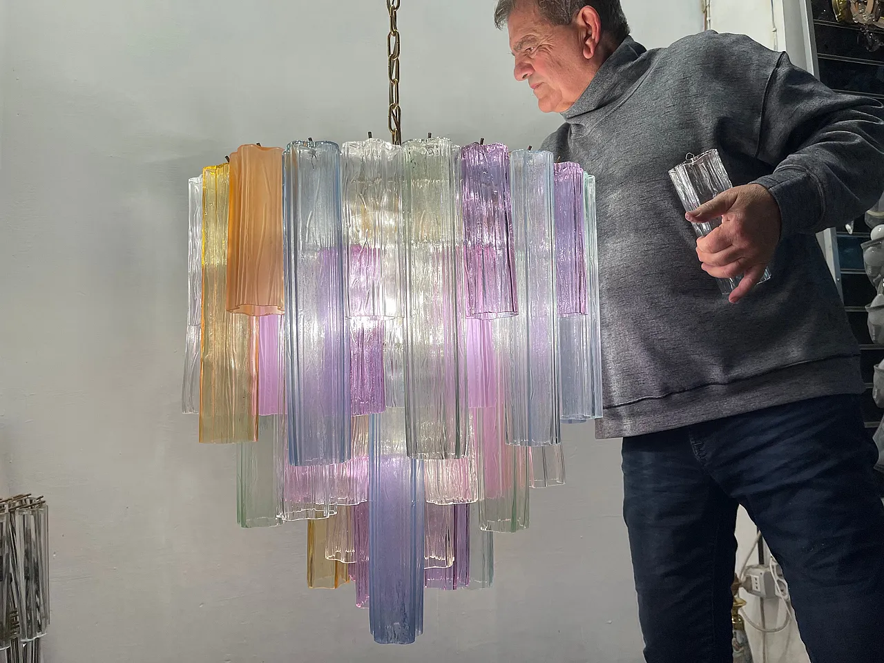 Large Pop Art Murano Glass Tronchi Chandelier, 1970s 8