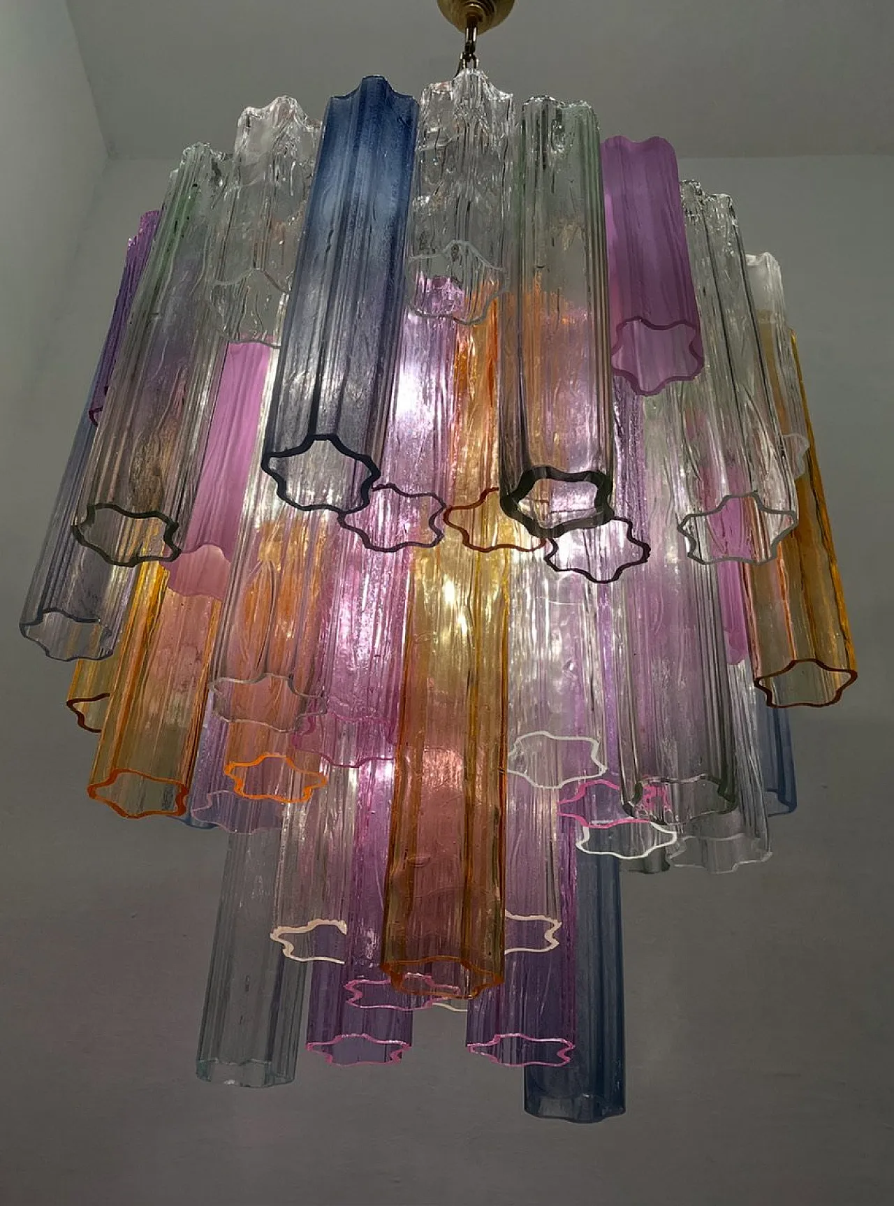 Large Pop Art Murano Glass Tronchi Chandelier, 1970s 12