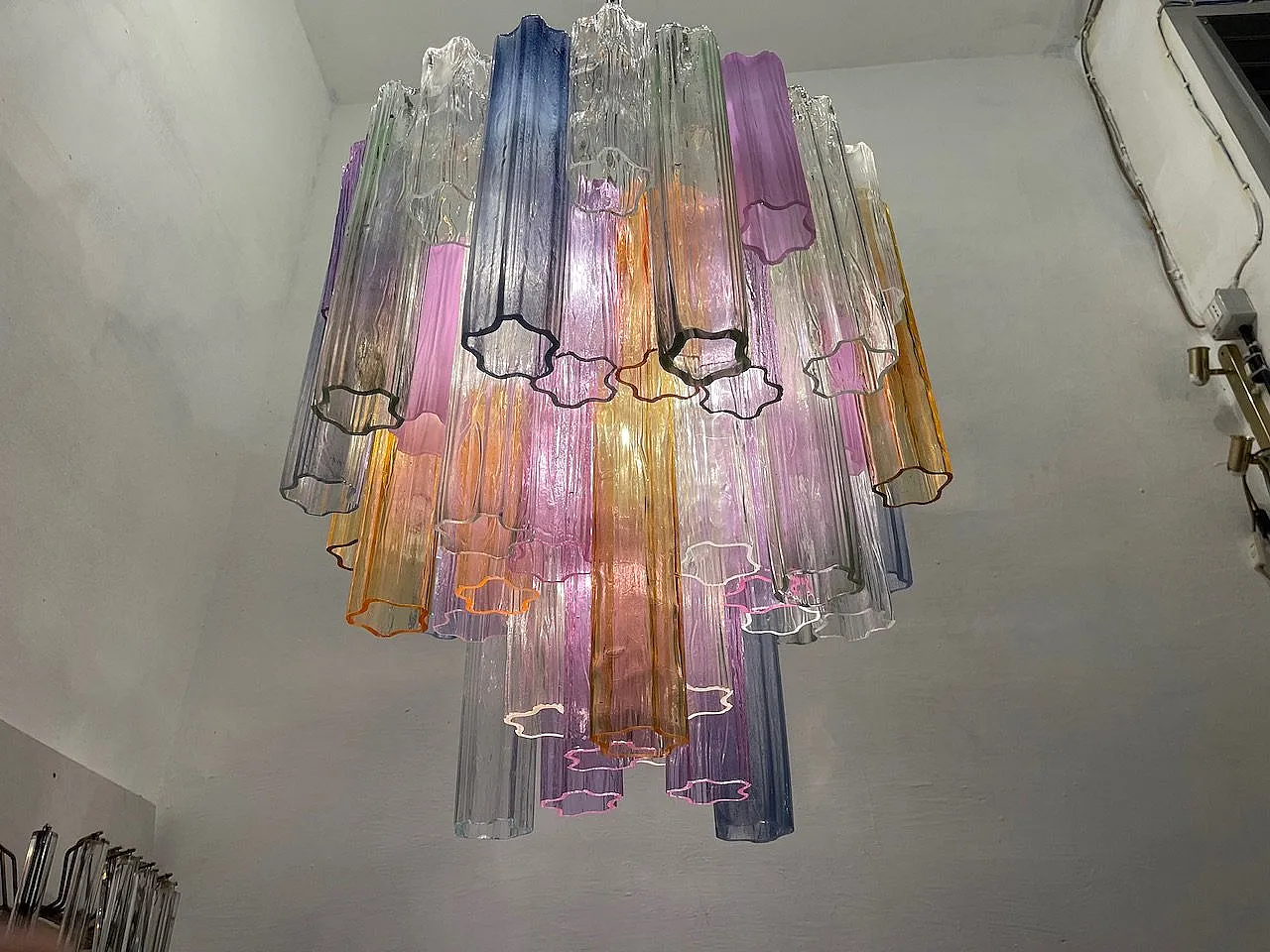 Large Pop Art Murano Glass Tronchi Chandelier, 1970s 19