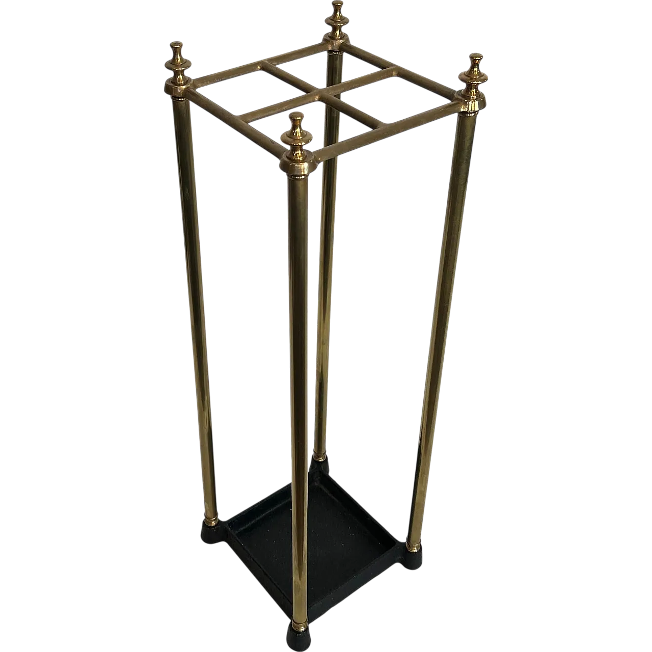 Square brass umbrella stand, early 20th century 13