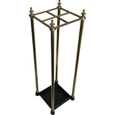 Square brass umbrella stand, early 20th century