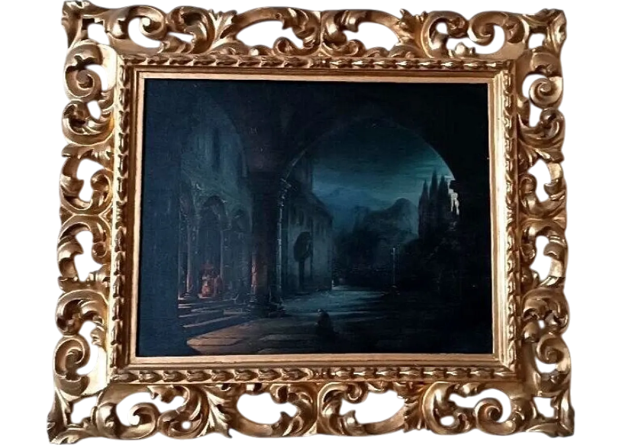 Florence by night, oil on panel by Fabio Borbottoni, 19th century 15