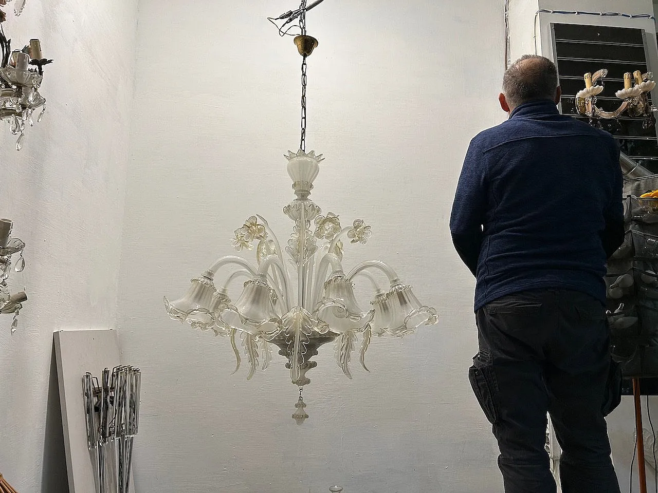 Large Venetian Murano Glass Chandelier, 1960s 3