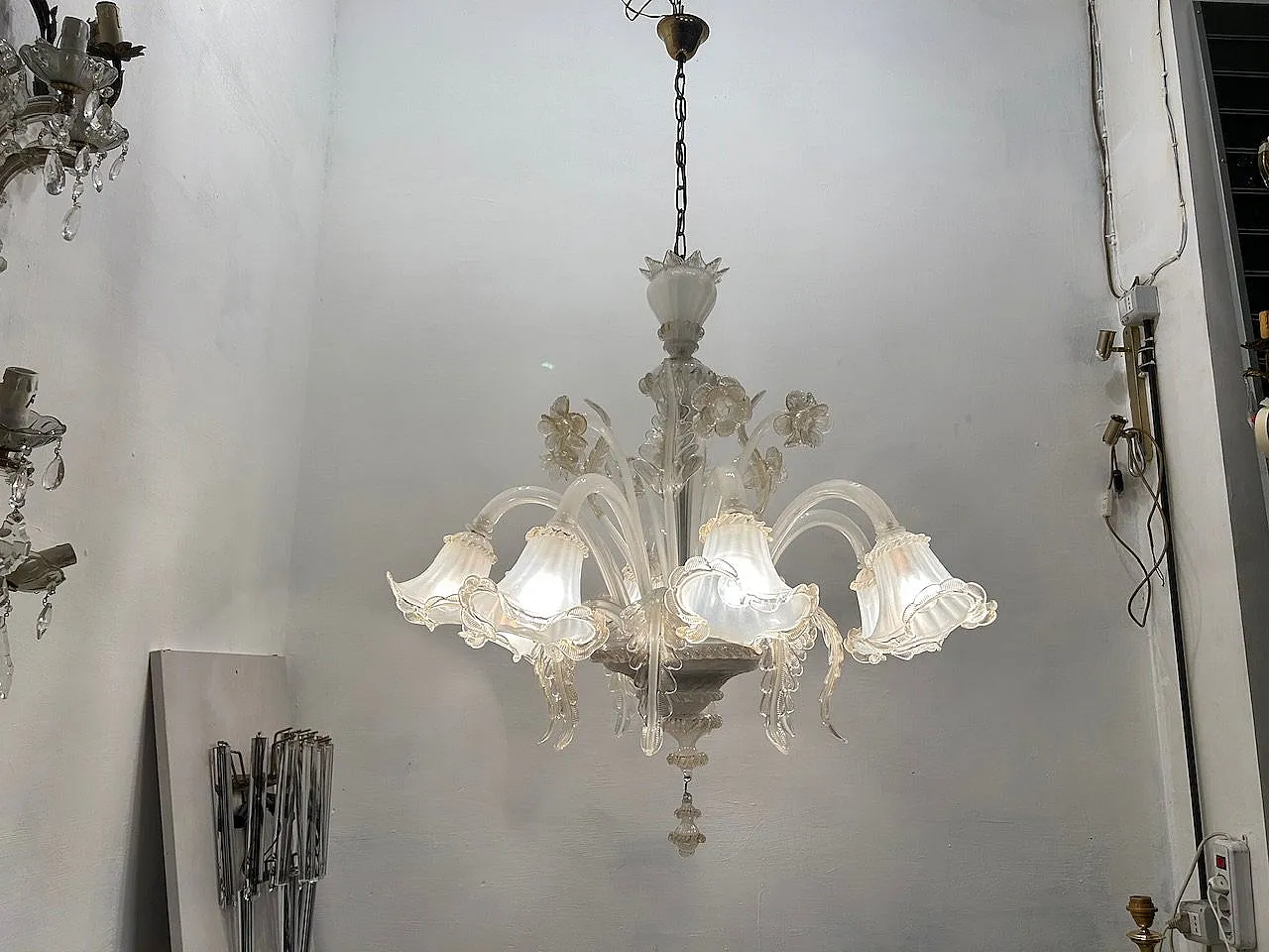 Large Venetian Murano Glass Chandelier, 1960s 4