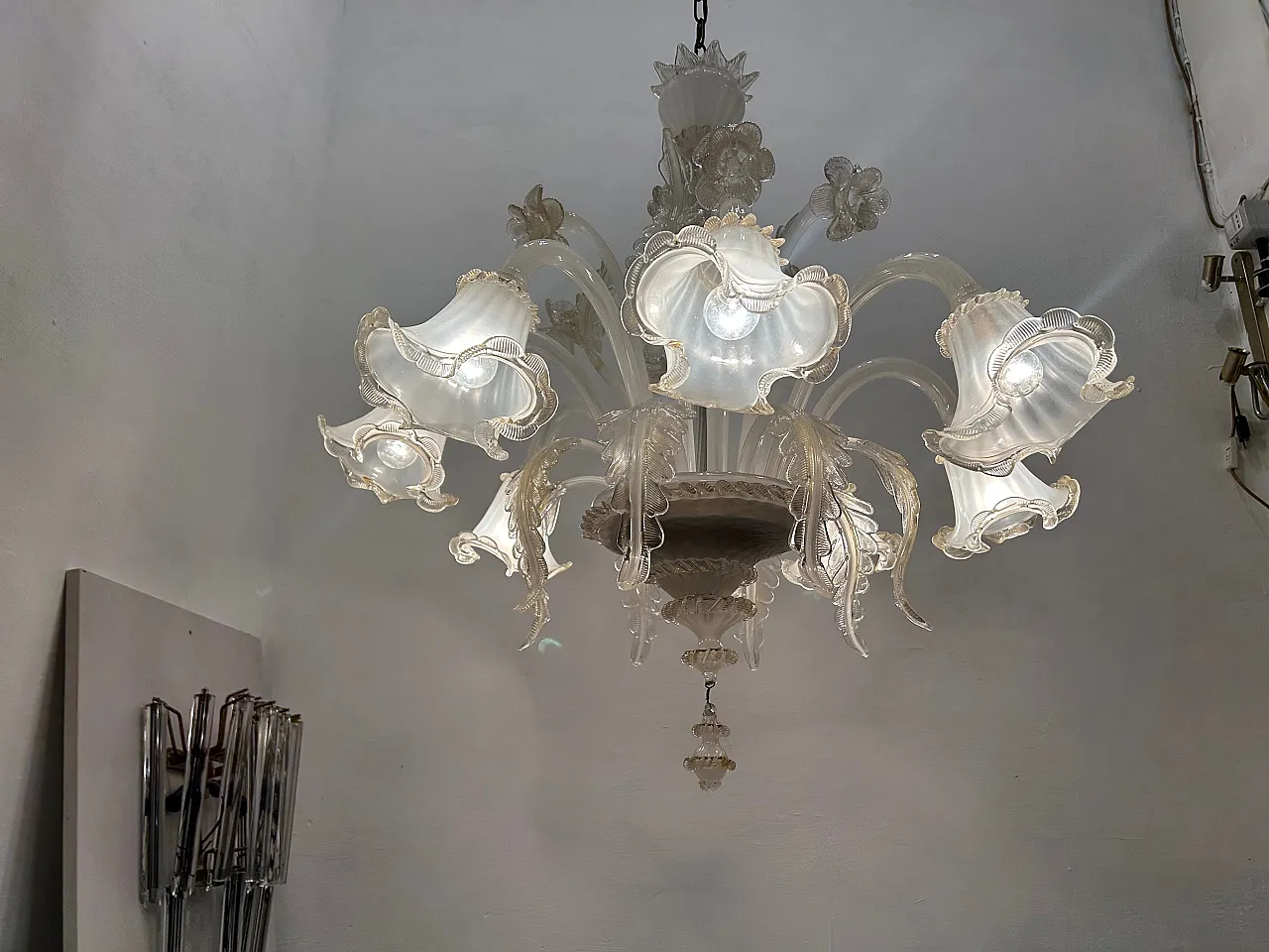 Large Venetian Murano Glass Chandelier, 1960s 5