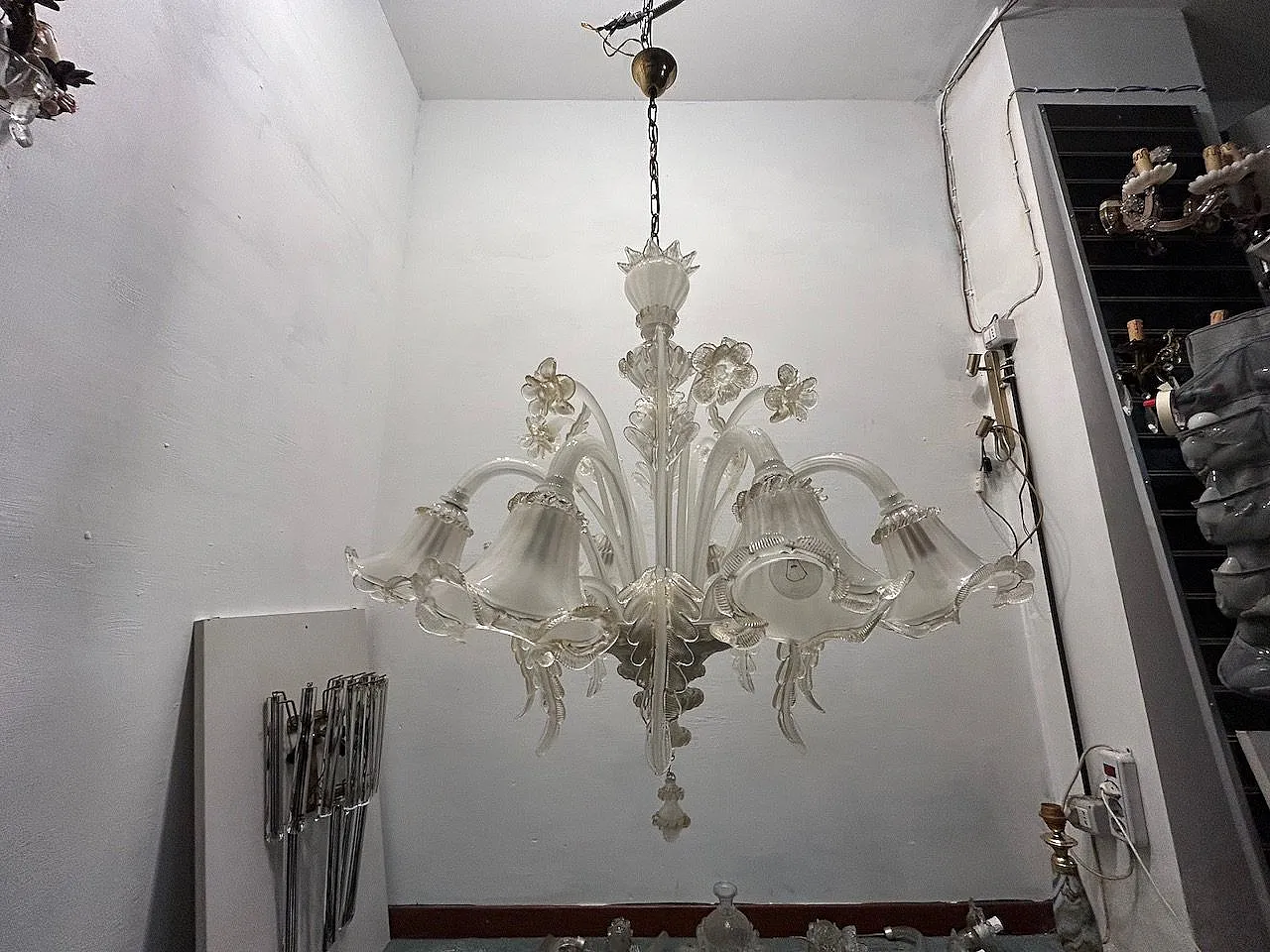 Large Venetian Murano Glass Chandelier, 1960s 16