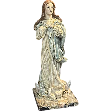 Terracotta sculpture painted Madonna Immacolata, 1827