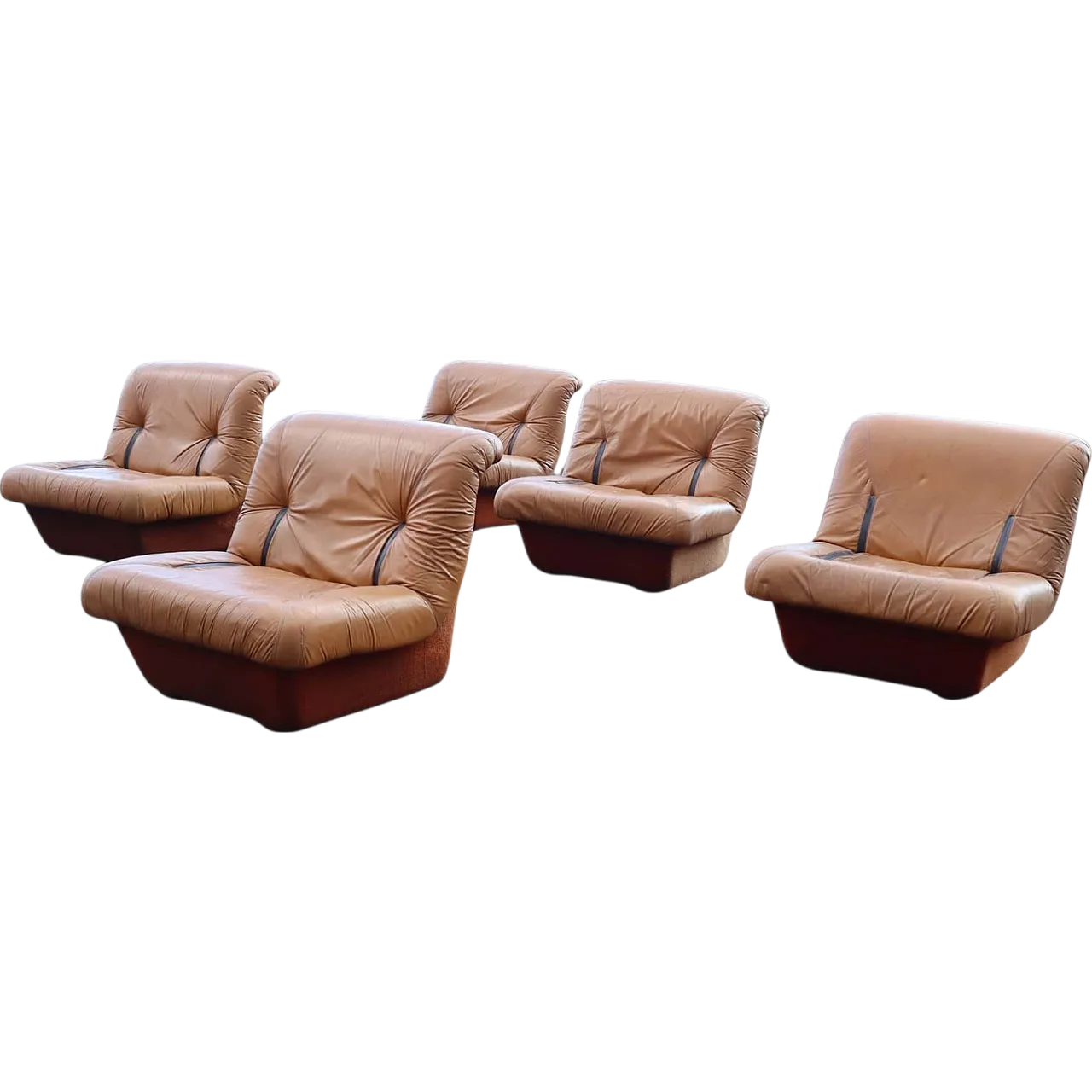 Modular sofa in leather 5 modules by Lev and Lev, 50s 8