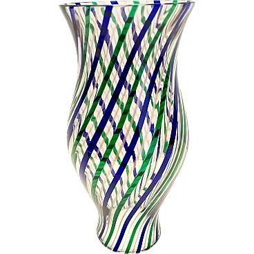 Green, Blue, Bronze Murano Glass Vase by Irene Paolo, 1990s