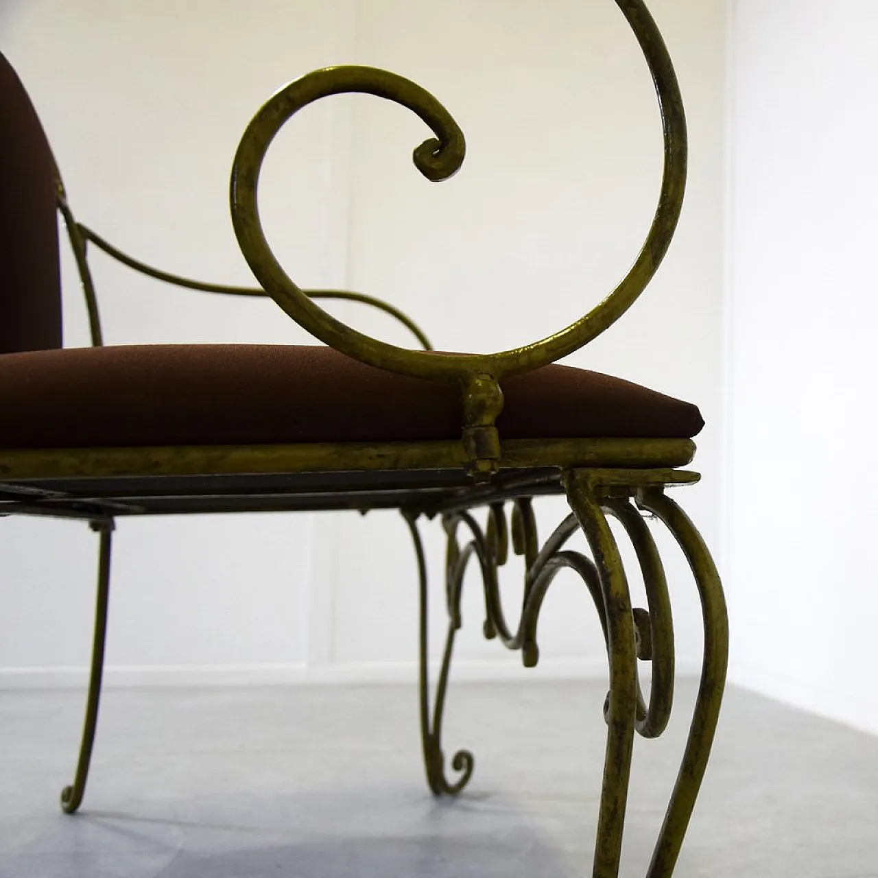 2-Seater sofa in wrought iron and velvet by Casa e Giardino, 1950s 3