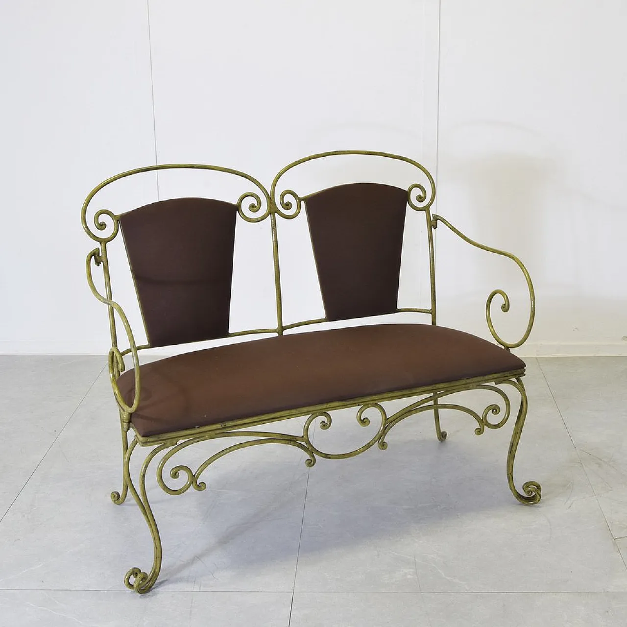 2-Seater sofa in wrought iron and velvet by Casa e Giardino, 1950s 8