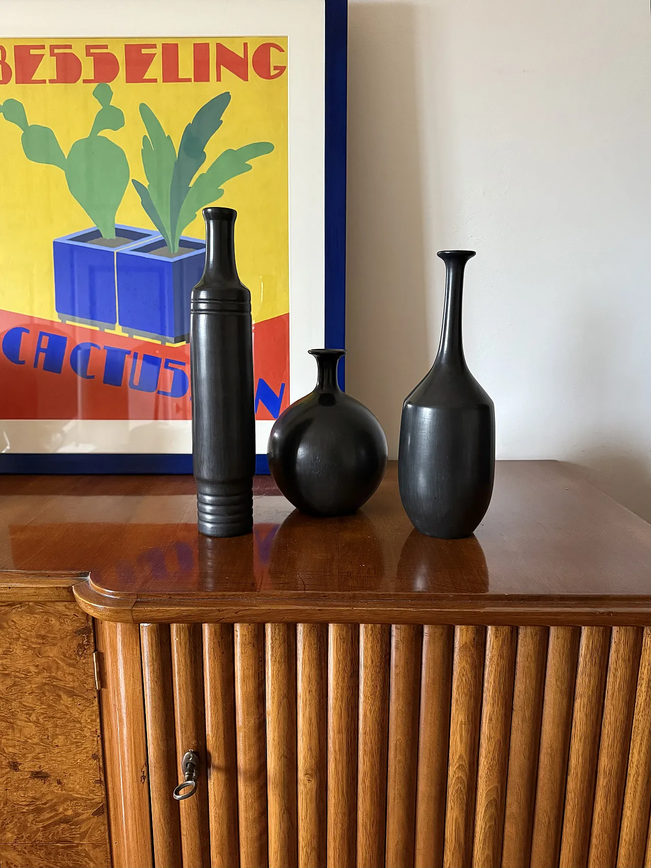 3 black Bucchero ceramic vases di Sebastiani Gubbio, anni '60 2