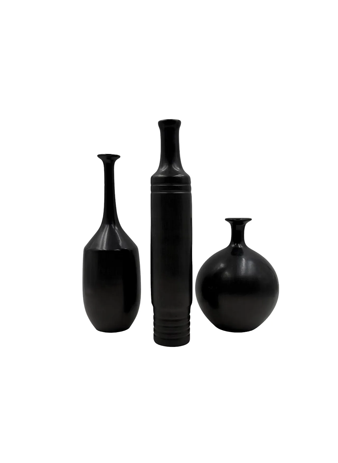 3 black Bucchero ceramic vases di Sebastiani Gubbio, anni '60 6