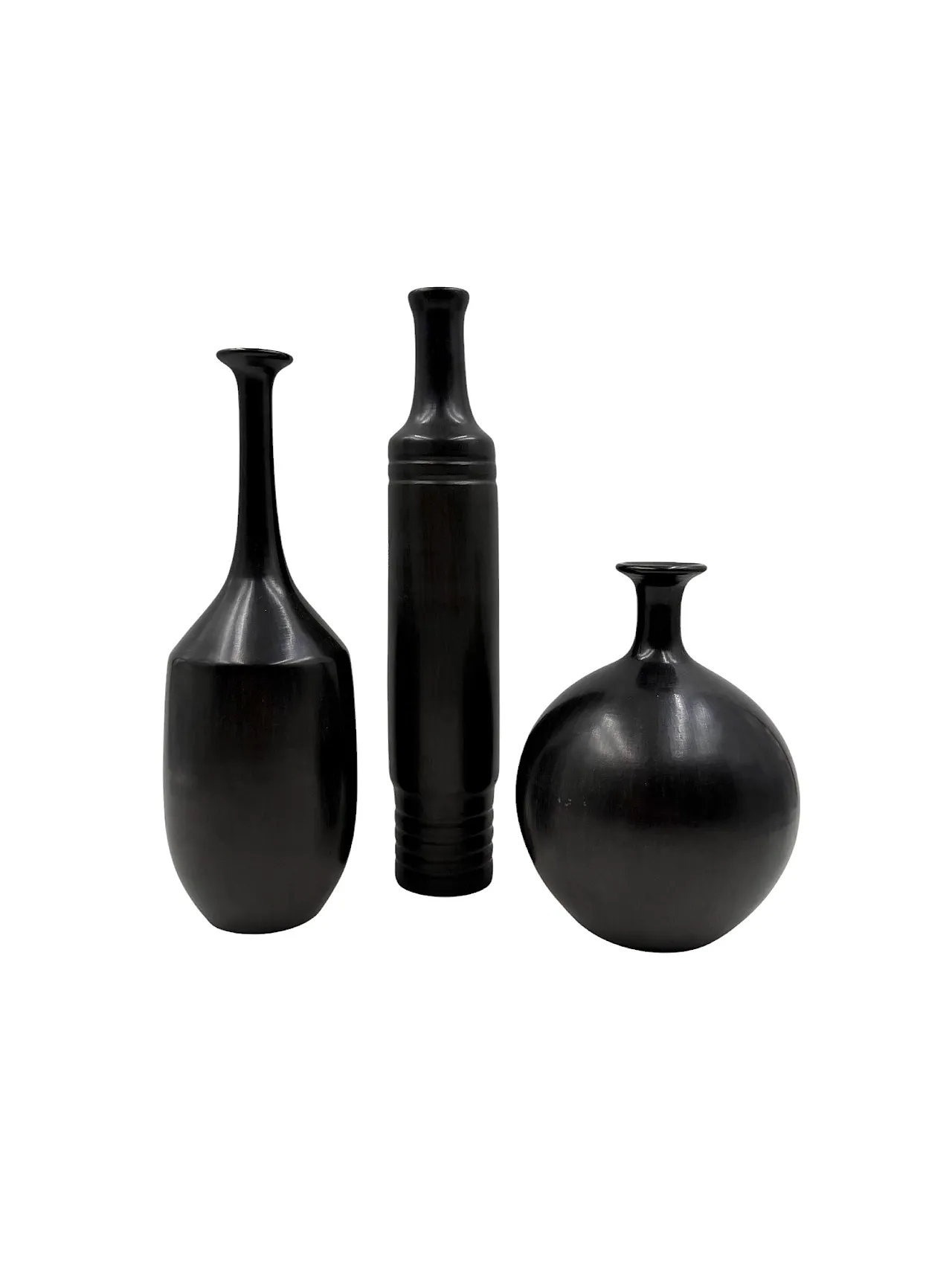 3 black Bucchero ceramic vases di Sebastiani Gubbio, anni '60 9