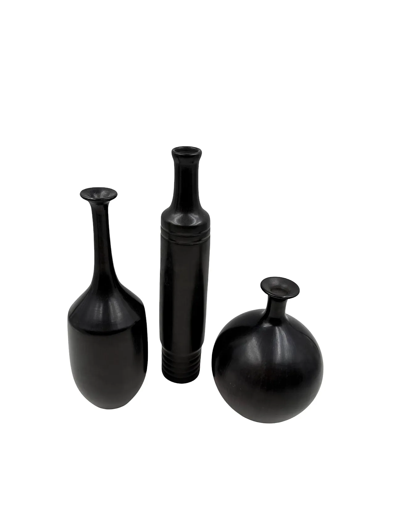 3 black Bucchero ceramic vases di Sebastiani Gubbio, anni '60 12