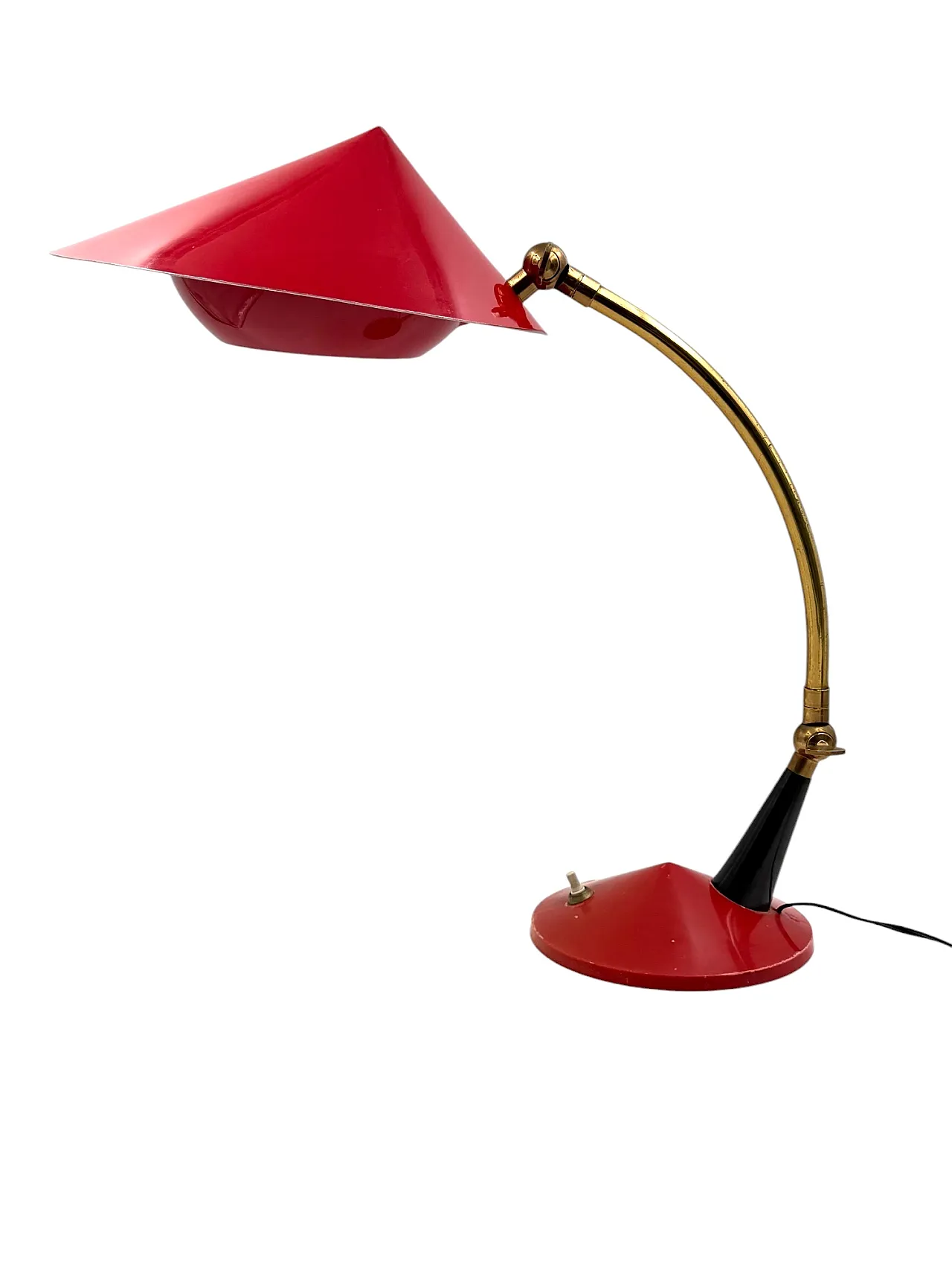 Mid century red desk Lamp, Stilux Milan Italy 1960 ca. 1