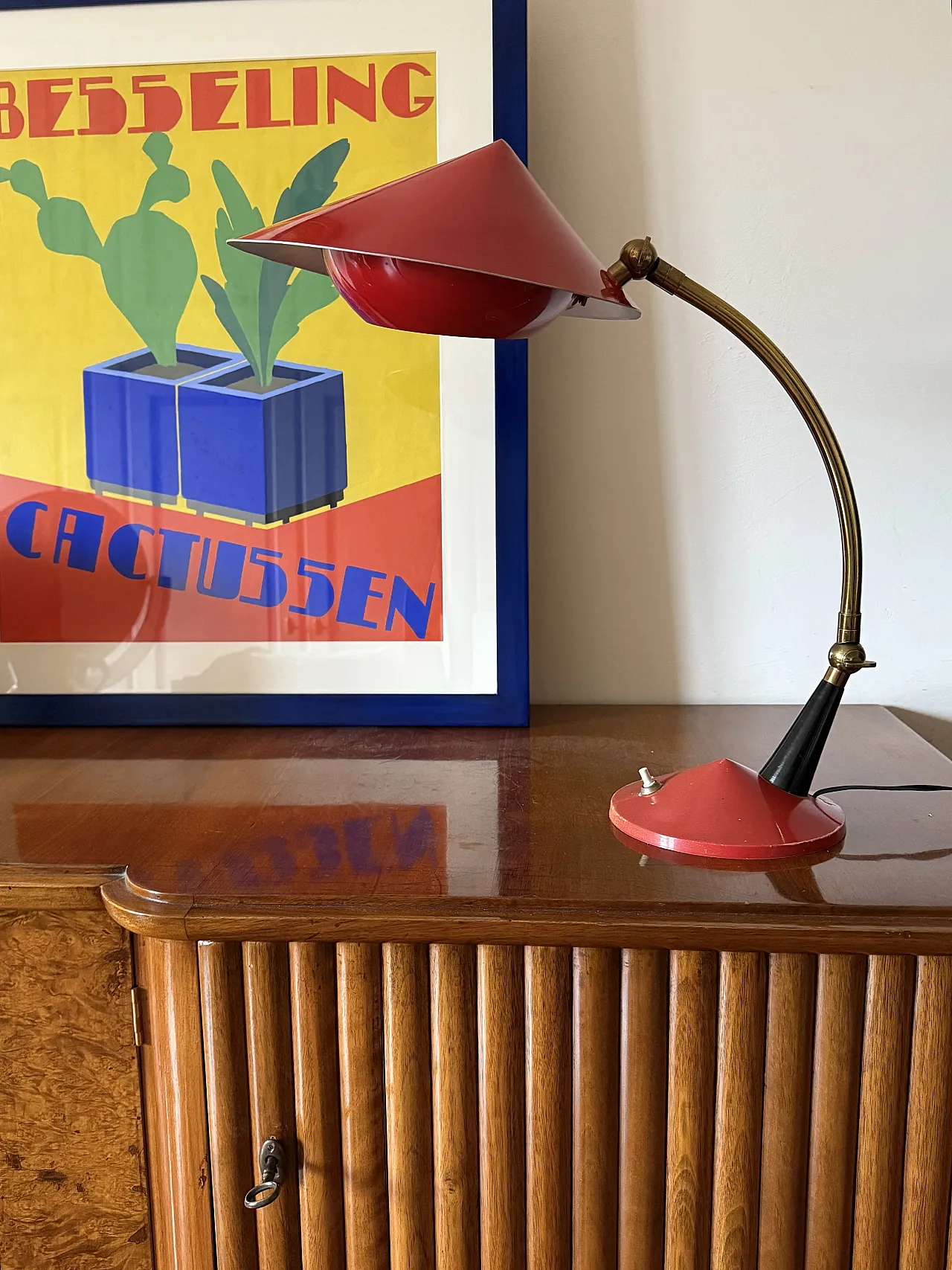 Mid century red desk Lamp, Stilux Milan Italy 1960 ca. 3