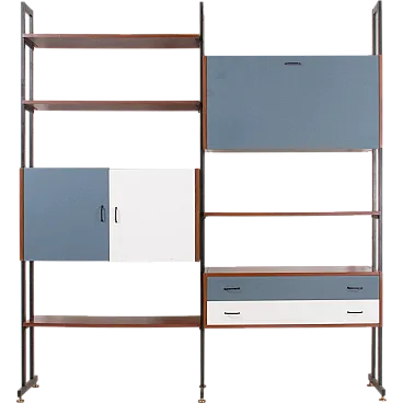 Teak bookcase with iron uprights, 1960s