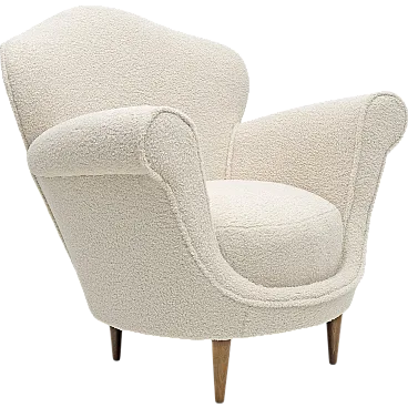 Curved bouclé armchair, 1950s