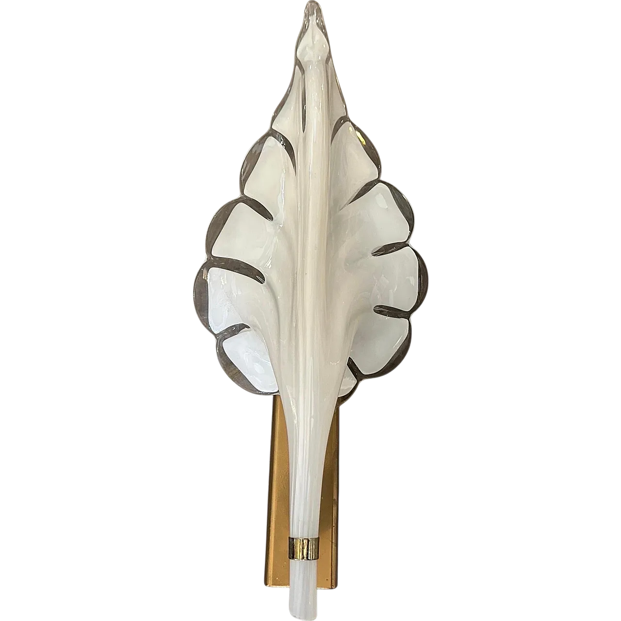 White Murano glass leaf wall sconce by Franco Luce, 1970s 18